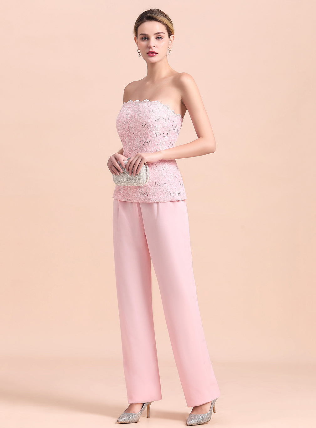 Strapless Sleeveless Appliques Jumpsuit-koscy