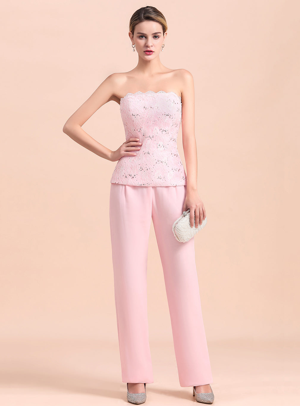 Strapless Sleeveless Appliques Jumpsuit-koscy