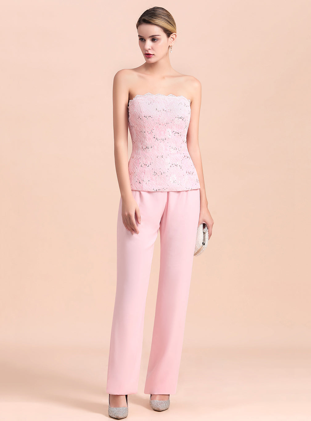 Strapless Sleeveless Appliques Jumpsuit-koscy