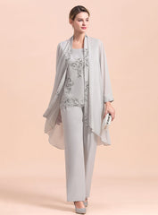 Straps Sleeveless Appliques Chiffon Jumpsuit-koscy