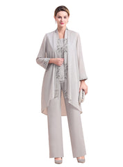 Straps Sleeveless Appliques Chiffon Jumpsuit-koscy