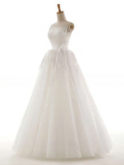 One Shoulder Tulle Ball Gown Wedding Dress With Appliques Lace