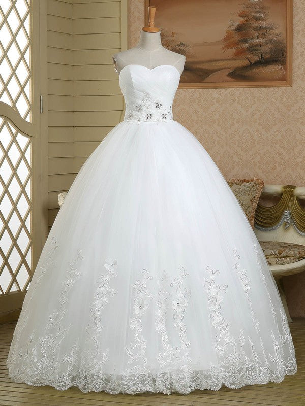 Beaded Sweetheart Tulle Ball Gown Wedding Dress