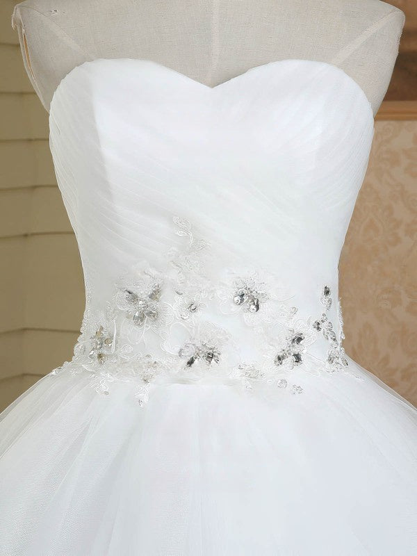 Beaded Sweetheart Tulle Ball Gown Wedding Dress