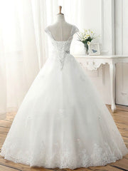 V-neck Tulle Ball Gown Wedding Dress With Beading