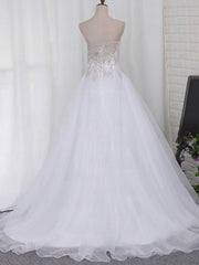 Organza Sweep Train Wedding Dresses with Beading - Ball Gown Sweetheart